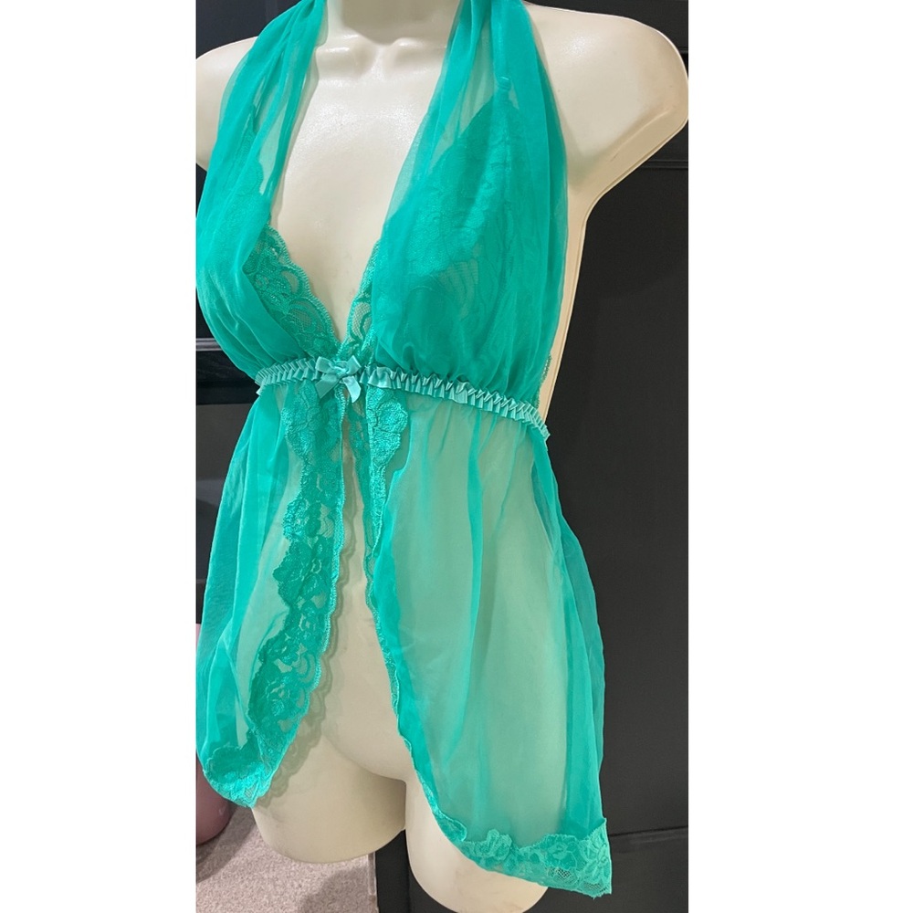 Frederick’s of Hollywood Green Chiffon Babydoll XL